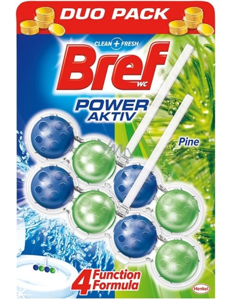 Bref Wc Power Activ - 2 Tavolette Wc Deodoranti 4 Funzioni Da 50g - Pino